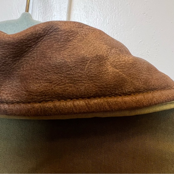 VTG Woolrich Men Bomber Jacket Thermore Green Brown Leather Size XL Rustic Cabin - Picture 11 of 11